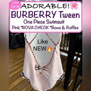 BURBERRY 🌸Girly Pink Swimsuit w/Special NOVA Check detailing! Like NEW🔥12Y